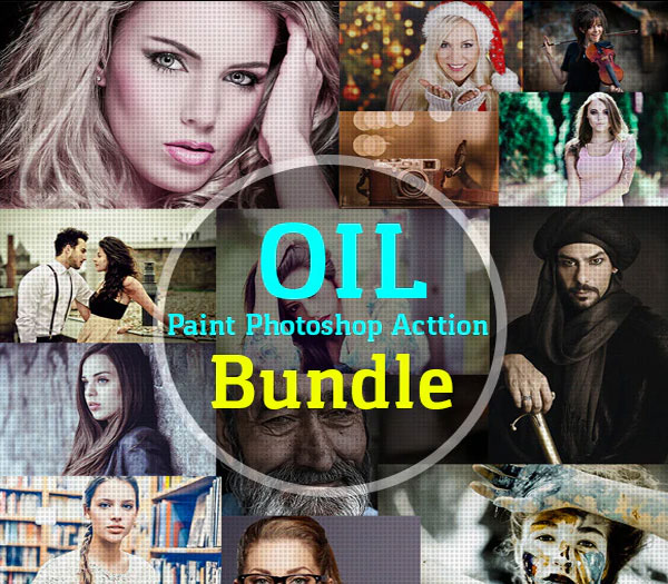 Sample Oil Paint Photoshop Action Bundle