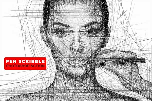 Sample Pen Scribble Sketch Photoshop Action