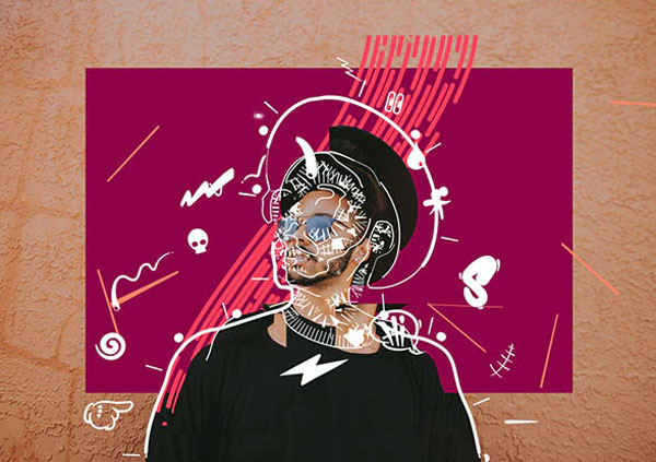 Scribble Doodle Collage Photoshop Action