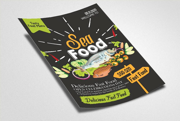 Sea Food Restaurant Menu Flyer