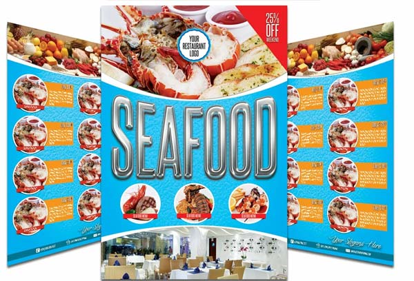Seafood Lobster Restaurant Menu Flyer