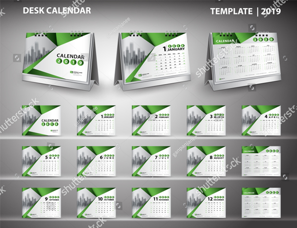 Set Desk Calendar 2019 Template