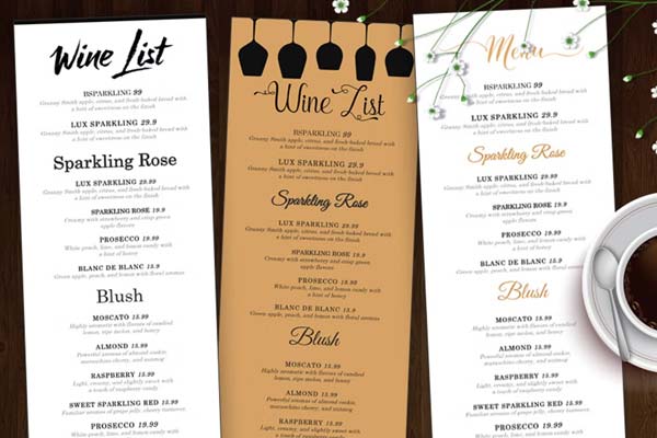 Set Of Wine Design Menu Template