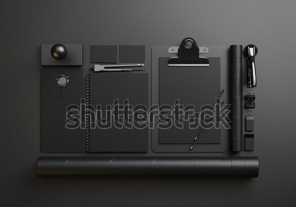 Set of Black Stationery Identity Elements