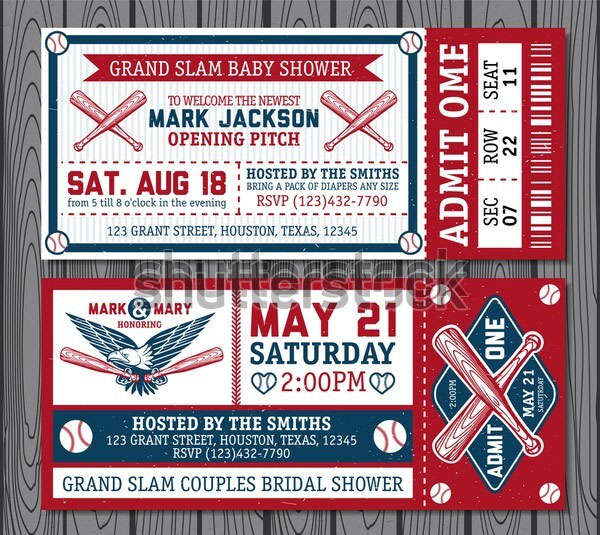 Set of Vintage Baseball Tickets Template