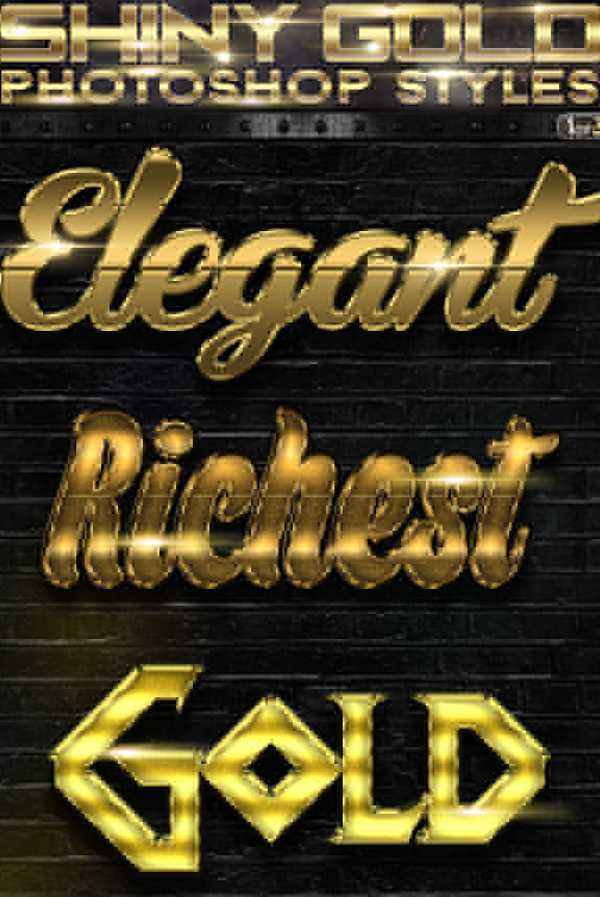 Shiny Gold Photoshop Styles Bundle