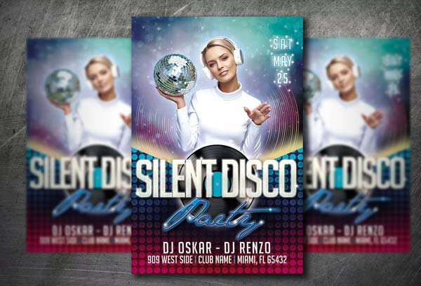 Silent Disco Night Party Flyer