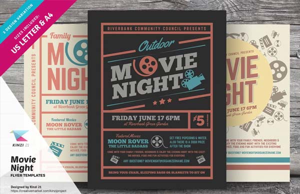 Silent Movie Night Flyer Templates