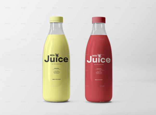 Simple Milk and Juice Bottle Packaging Mockup