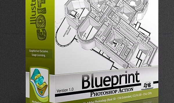 Simple Blueprint Photoshop Action