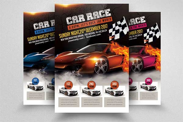 Simple Car Racing Night Flyer Template