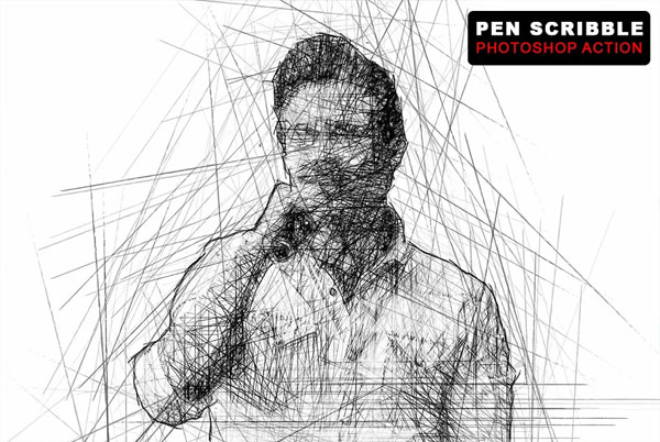Simple Digital Pen Scribble Photoshop Action