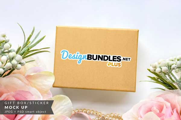 Simple Gift Box Sticker Mockup