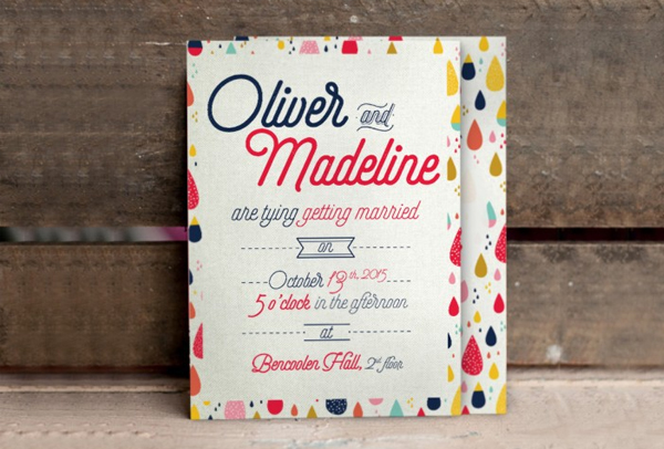 Simple Pattern Wedding Invitation