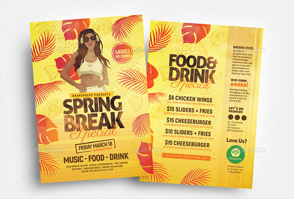 Simple Summer Spring Break Flyer Template