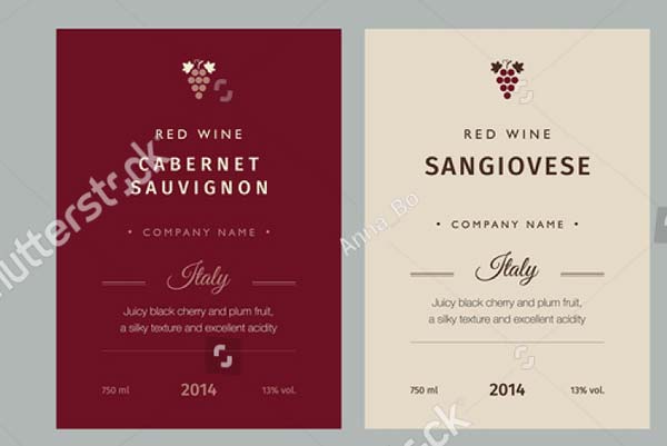 Simple Wine Labels Design Template Set