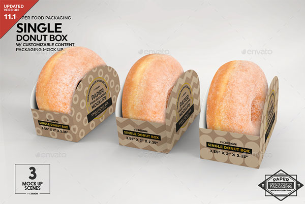 Single Donut Box Packaging Mockup