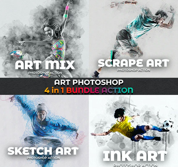 Sketch Art Photoshop Action Bundle Template
