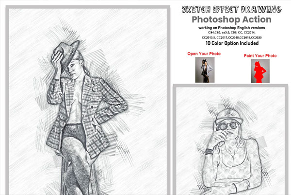 Sketch Drawing Effect PSD Action