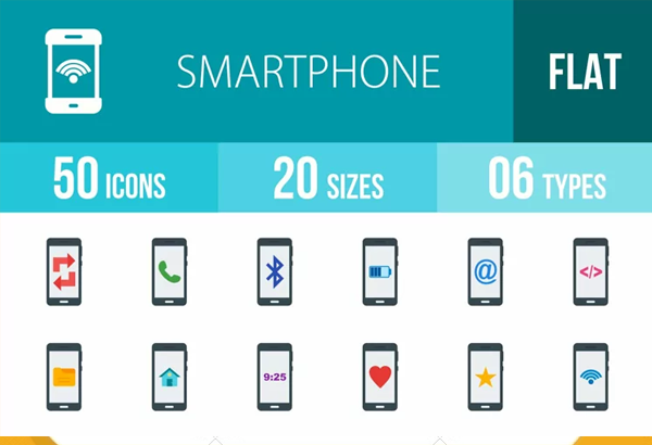Smartphone Flat Multicolor Icons