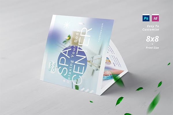 Square Food Menu Trifold Brochure Design Template