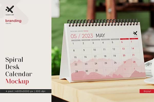 Spiral Desk Calendar Mockups