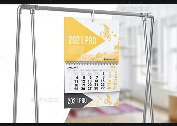 Spiral Wall Calendar Mockup Design