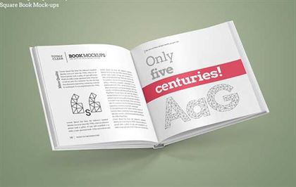 Square Book Mock-Up Set Template