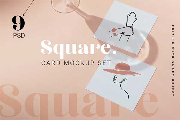Square Card Shadow Mockup Set