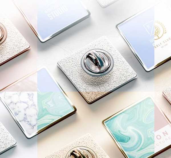 Square Enamel Pin Mockups