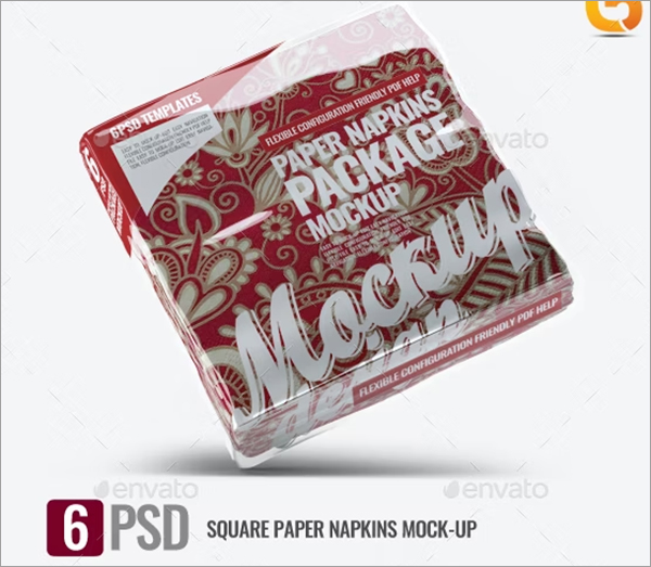 Square Paper Napkins Mock-Up