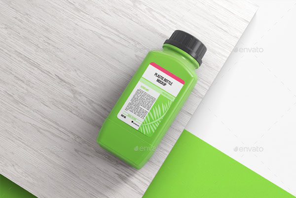 Clear Square Shape Bottle Mockup