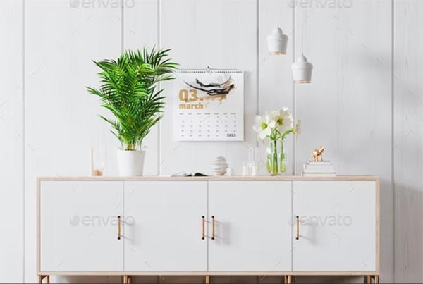 Square Spiral Binding Wall Calendar Mockup Design