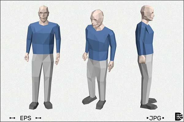 Standing Low Poly Man 3d Illustration