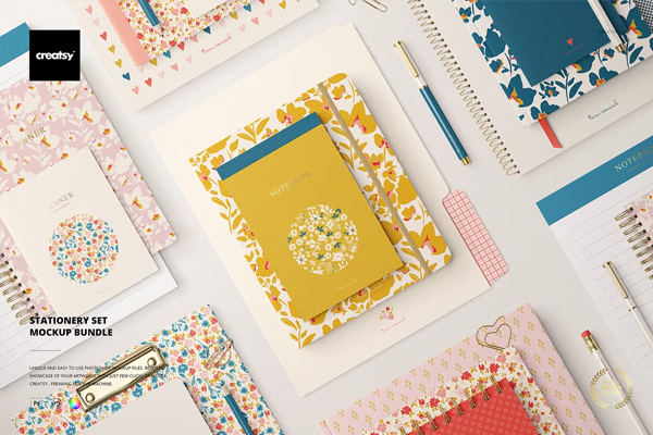 Stationery Notebook Set Mockup Bundle