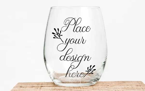 Stemless Wine Glass Mockup PSD