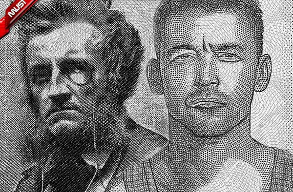 Stipple Portrait Action Pack Templates