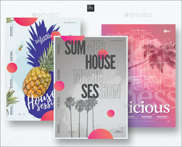 Summer House Music Party Flyer Bundle