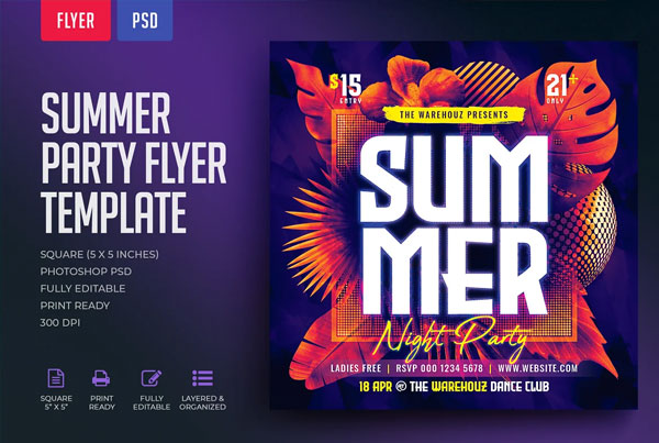 Summer Night Party Flyer Template