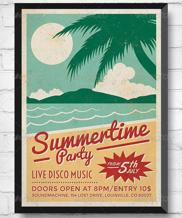 Summertime Party Retro Event Flyer Template