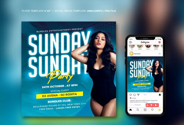 Sunday Dj Club Party Instagram Template