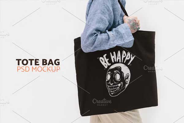 Tattoo Woman Holding Bag Mockup