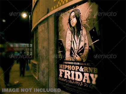 Textured Poster on Wall Mockup Template