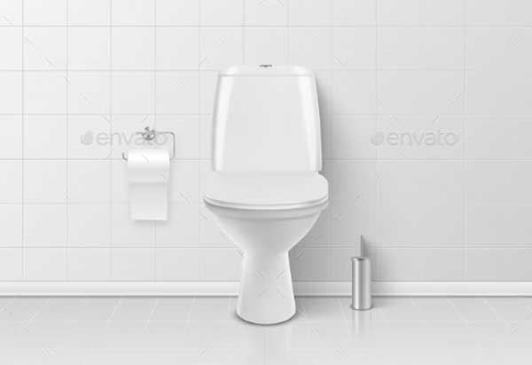 Toilet Bowl With Toilet Paper Mockup