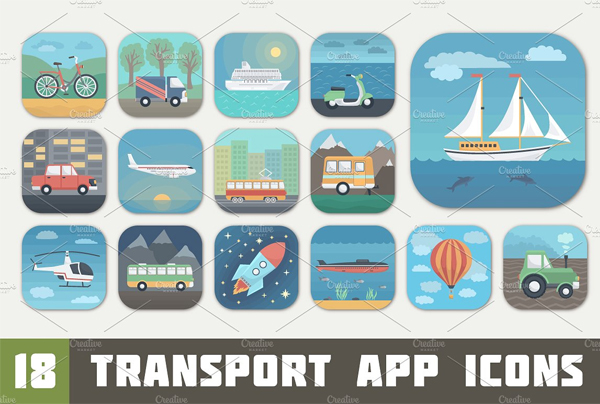 Transport App Icons Set