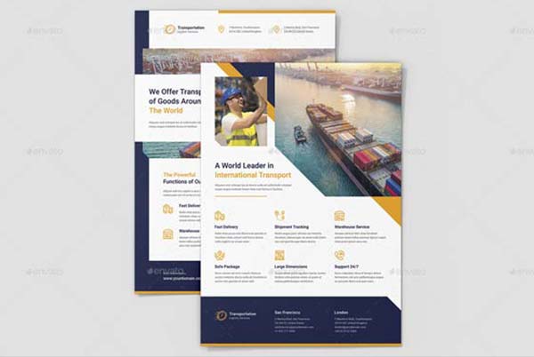Transport Marketing Flyers Design Template Download