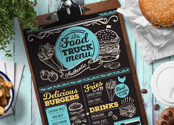 Trifold Food Truck Menu Template