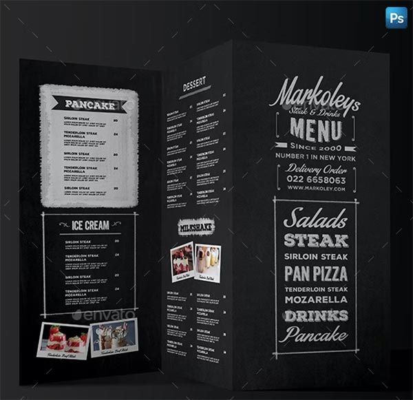 Trifold Typography Blackboard Menu Template