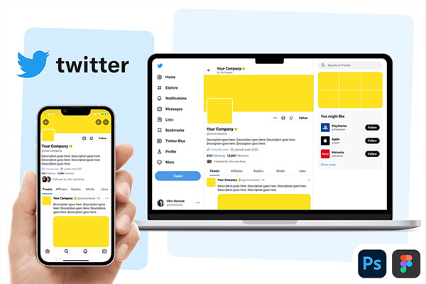 Twitter Mockups Branding PSD Kit