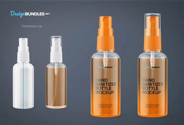 Two Hand Sanitizer Bottle PSD Mockups